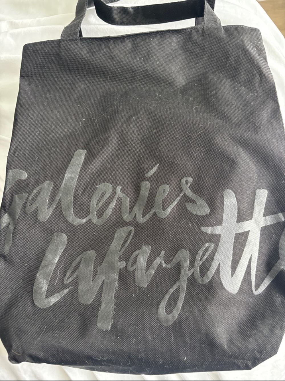 Galeries Lafayette black zippered tote bag